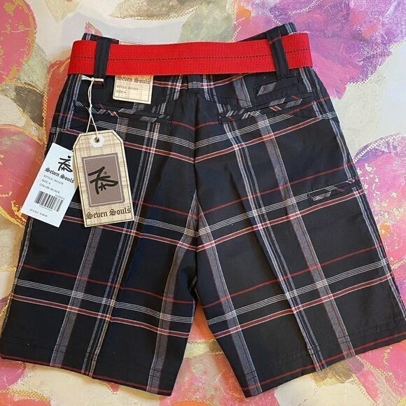 Kids Seven Souls Boys Plaid Fashion Shorts size 6 - Picture 2 of 8